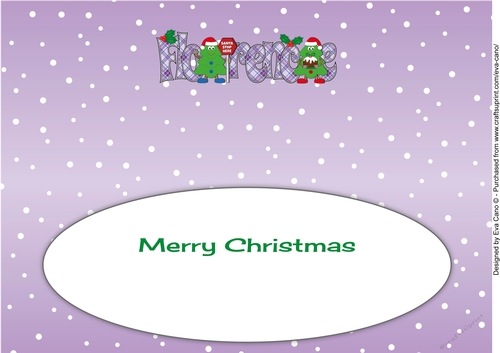 Crazy Christmas Trees with Christmas pudding & sign FLORENCE large dl insert