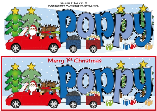 1st Xmas Santas Car & trailers POPPY large dl