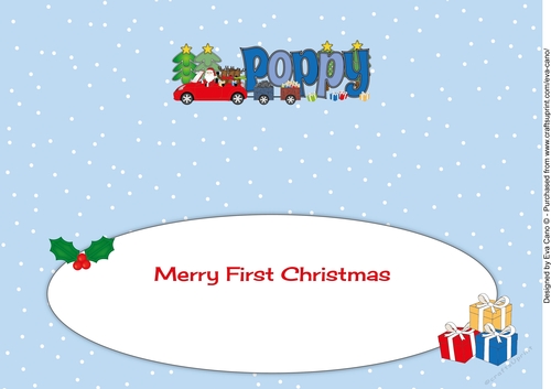 1st Xmas Santas Car & trailers POPPY large dl insert