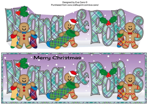 Gingerbread men with Christmas stockings NANA & POPS large dl