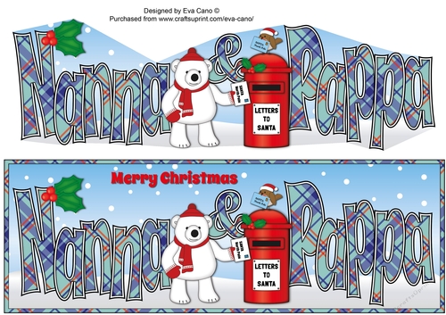 Monty Polar Bear letter to Santa NANNA & PAPPA large dl