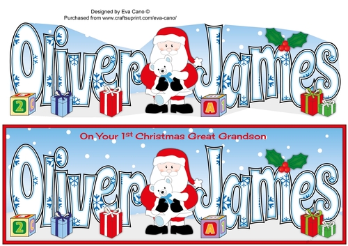 Santa with Teddy 1st Xmas OLIVER JAMES large dl