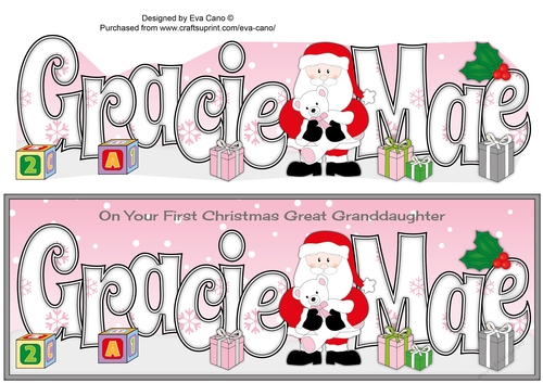 Santa with Teddy 1st Xmas GRACIE MAE large dl