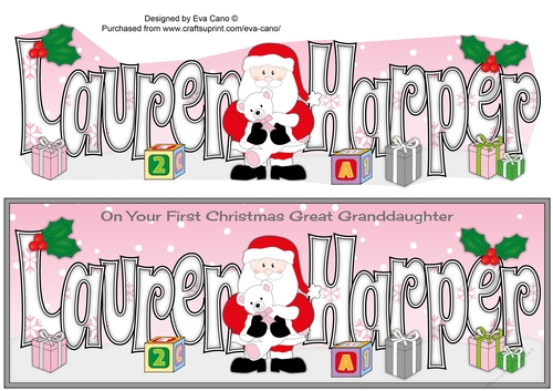Santa with Teddy 1st Xmas LAUREN HARPER large dl