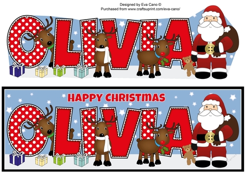 Santa and his Reindeers OLIVIA large dl