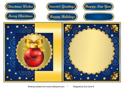 Christmas Bauble Fold Back in Blue