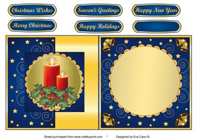 Christmas Candles Fold Back in Blue