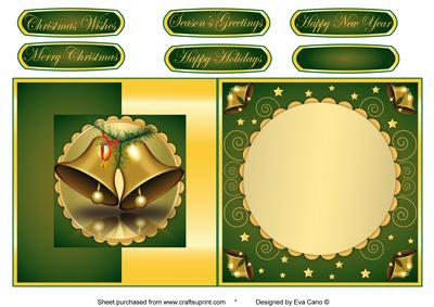 Christmas Bells Fold Back in Green