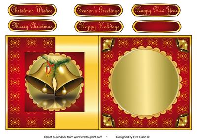 Christmas Bells Fold Back in Red
