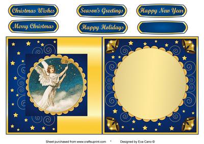 Christmas Angel Fold Back in Blue