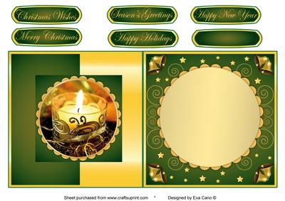 Christmas Candle Fold Back in Green