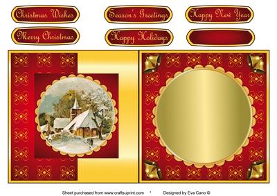 Christmas Church Fold Back in Red