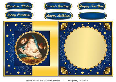Mary and Baby Jesus Fold Back in Blue