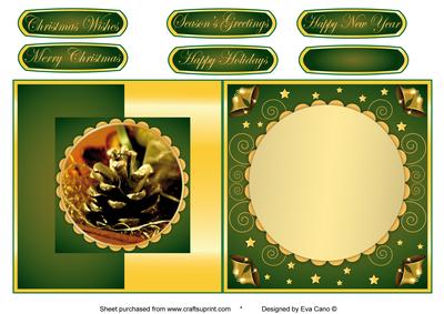 Christmas Pine Cone Fold Back in Green