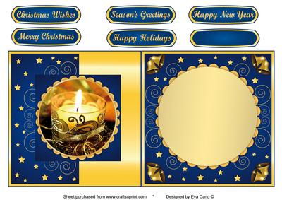 Christmas Candle Fold Back in Blue