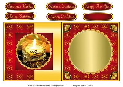 Christmas Candle Fold Back in Red