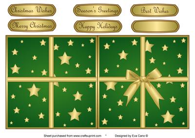 Christmas Present Shaped Card Green
