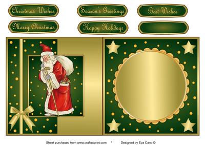 Vintage Santa Fold Back Green