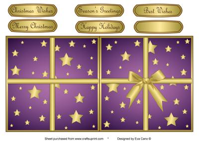 Christmas Present Shaped Card Purple