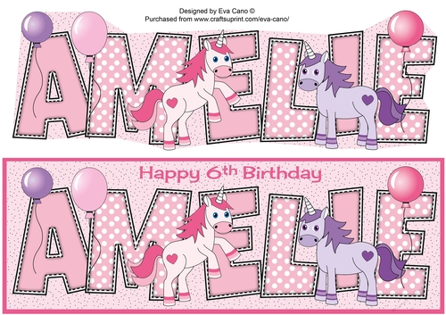 Unicorns and Balloons AMELIE 6th large dl