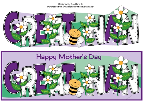 Mothers Day Flowers and Bees GREAT NAN large dl