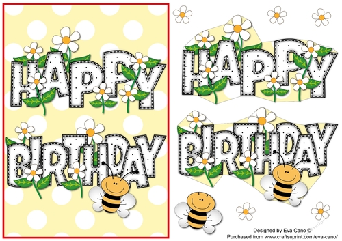 Flowers and Bees BIRTHDAY a5 portrait