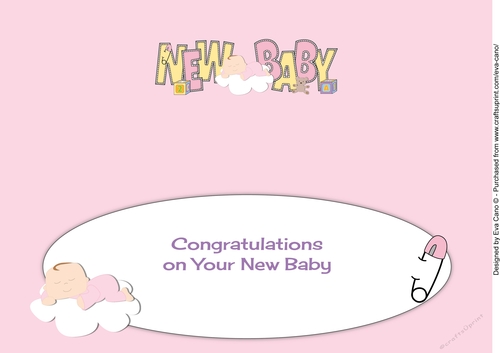 Baby Girl on Cloud NEW BABY large dl insert