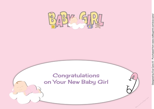 Baby Girl on Cloud BABY GIRL large dl insert
