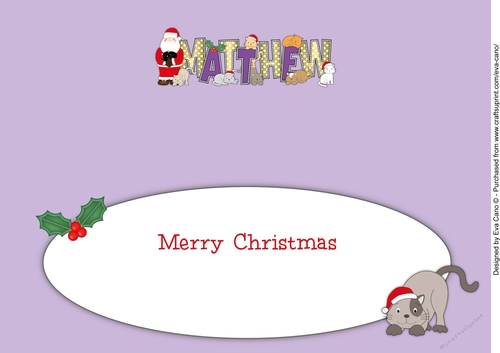 Christmas cats with Santa MATTHEW large dl insert