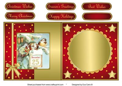 Vintage Christmas Birds Fold Back