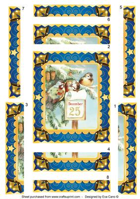 Vintage Christmas Birds Spiral Edge