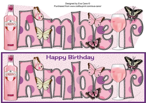 Pink Gin & Butterflies AMBER large dl