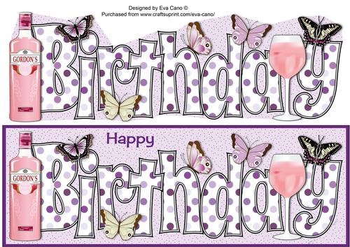 Pink Gin & Butterflies BIRTHDAY large dl 2