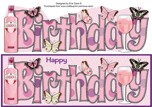 Pink Gin & Butterflies BIRTHDAY large dl 3