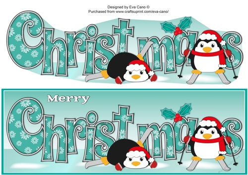 Christmas Fat Penguins Skiing CHRISTMAS large dl