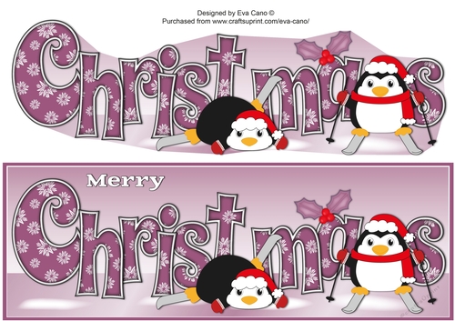 Christmas Fat Penguins Skiing CHRISTMAS large dl 2