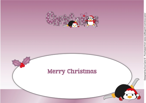Christmas Fat Penguins Skiing CHRISTMAS large dl 2 insert