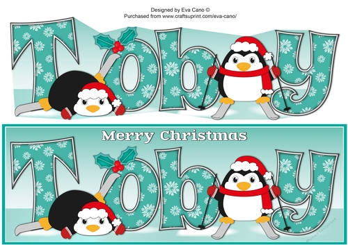Christmas Fat Penguins Skiing TOBY large dl