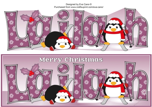 Christmas Fat Penguins Skiing LAILAH large dl