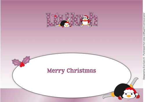 Christmas Fat Penguins Skiing LAILAH large dl insert