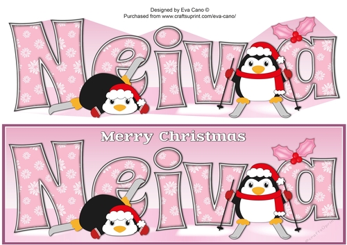 Christmas Fat Penguins Skiing NEIVA large dl