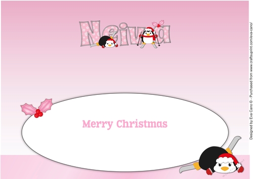 Christmas Fat Penguins Skiing NEIVA large dl insert