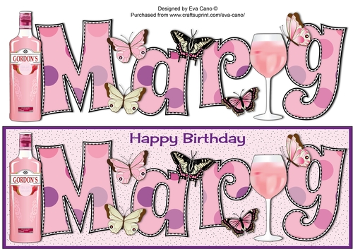 Pink Gin & Butterflies MARG large dl