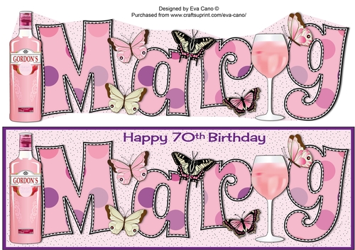 Pink Gin & Butterflies MARG 70th large dl
