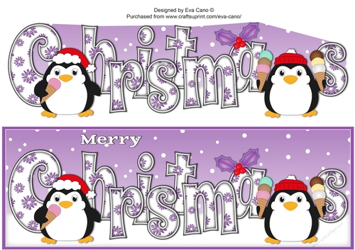 Christmas Fat Penguins Eating Ice Cream CHRISTMAS large dl