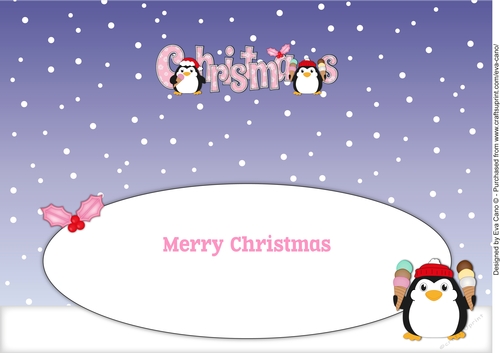 Christmas Fat Penguins Eating Ice Cream CHRISTMAS large dl 2 insert