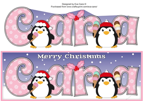 Christmas Fat Penguins Eating Ice Cream CARA large dl