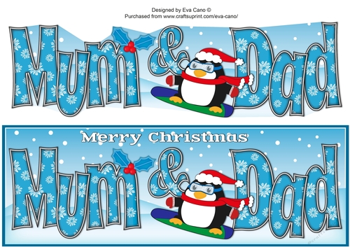 Christmas Fat Penguin Snowboarding MUM & DAD large dl