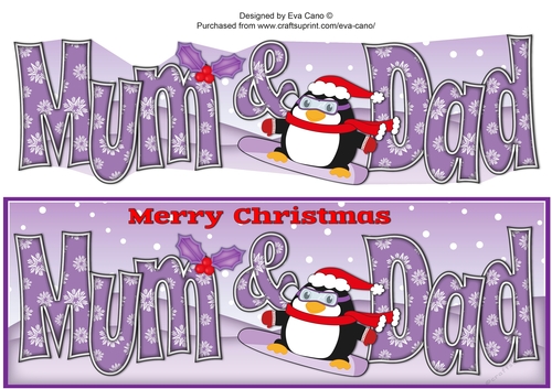 Christmas Fat Penguin Snowboarding MUM & DAD large dl 2