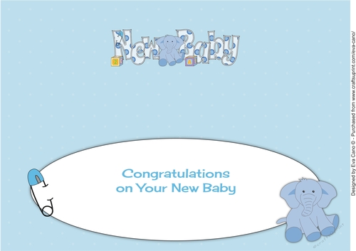 Cute Elephant NEW BABY large dl 2 insert